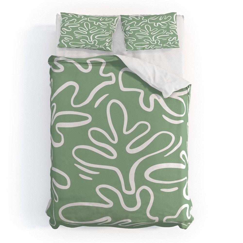 Photos - Bed Linen Deny Designs Twin/Twin Extra Long Alilscribble Abstract Greens Duvet and Sham Set