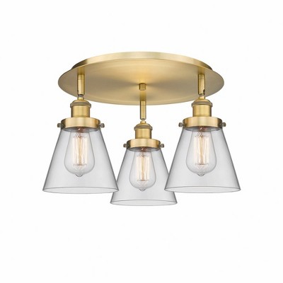 Cone - 3 Light Flush Mount In Art Deco Style-9.25 Inches Tall and 18 Inches Wide