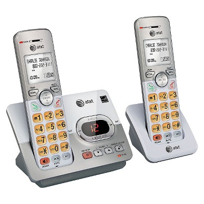 AT&T EL52203 DECT 6.0 Expandable Cordless Phone System with Answering Machine, 2 Handsets - Silver