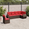 vidaXL 6 Piece Patio Sofa Set with Cushions Brown Poly Rattan - 2 of 4