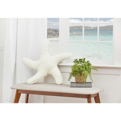 White Starfish Shaped Coastal Polyester Throw Pillow