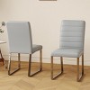 INFURNIC Dining Chairs 2-Pack PU Leather Office and Dining Chairs with High-Density Foam and Sturdy Iron Legs, Gray, 21.5"*17.2"*35.7" - 2 of 4