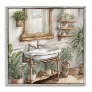 Stupell Industries Bathroom View with Plants, 17" x 17" - 1 of 4