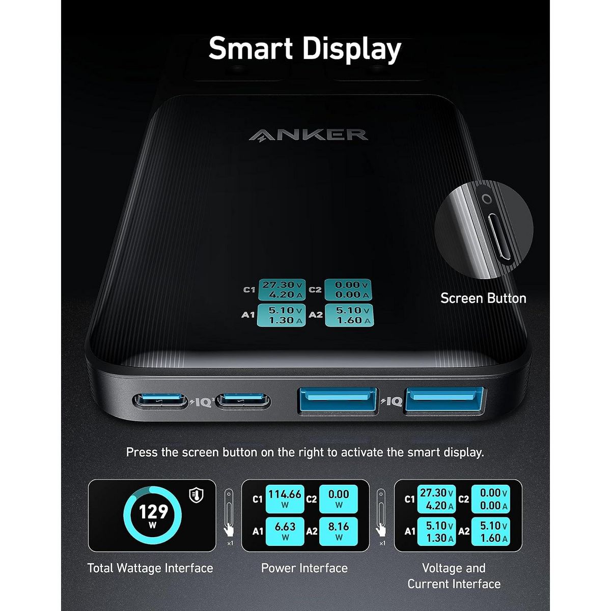 Anker Prime 140W 6-in-1 Travel Charging Station: 5ft Detachable Cord, 2 AC, 2 USB-C, 2 USB-A, for Home/Office (Non-Battery/Wireless) - thumbnail 5