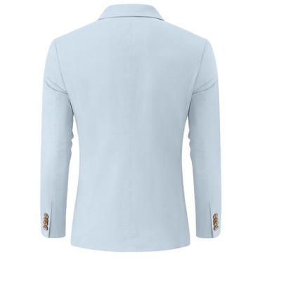 YesFashion Men's Casual Blazer Linen Sport Coat Two Button Lightweight Jackets Business Daily Suit Cream Sky blue_M_ — фото 3