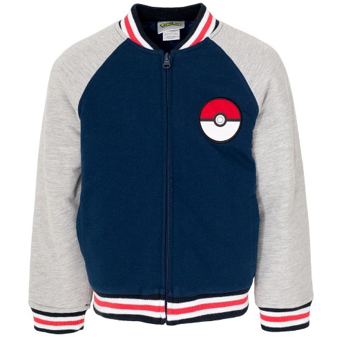 Pokemon Big Boys French Terry Zip Up Varsity Bomber Jacket Blue 14