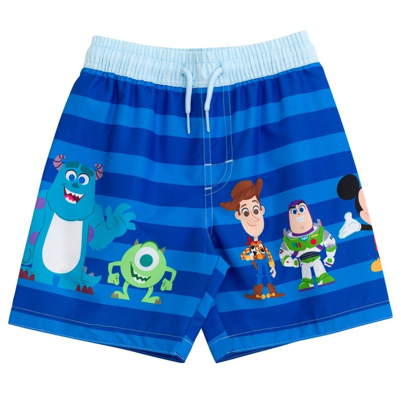 Disney Pixar D100 Toy Story Monsters Inc. Mickey Mouse Buzz Lightyear Rash Guard and Swim Trunks Outfit Infant to Toddler, 3 of 8