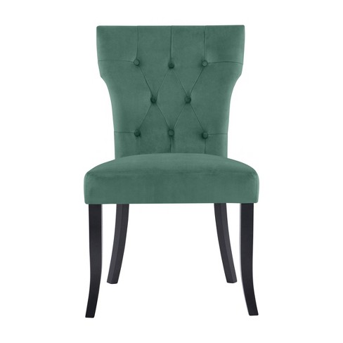 Set of 2 Sterling Upholstered Dining Chairs Turquoise Blue Velvet Handy Living