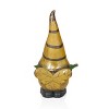 Alpine Corporation Polyresin Vintage Gnome Holding Leaf With Striped Yellow Hat Outdoor Garden Gnome - 3 of 4