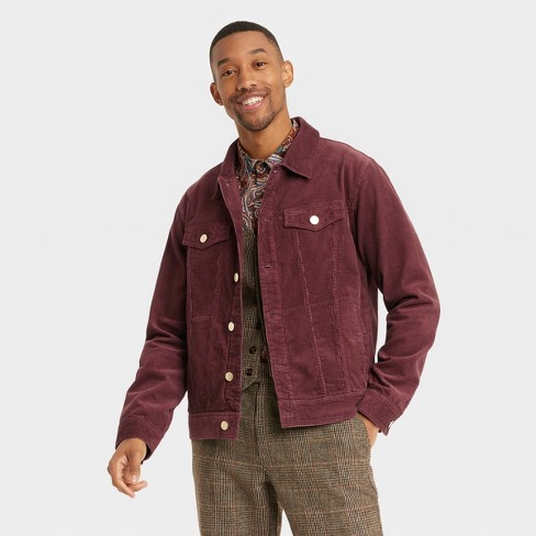 Maroon Double Pocket denim shirt for mens S / Maroon