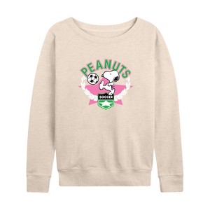 Women's - Peanuts - Athletic Snoopy Lightweight French Terry Wide Neck Long Sleeve Shirt - 1 of 4