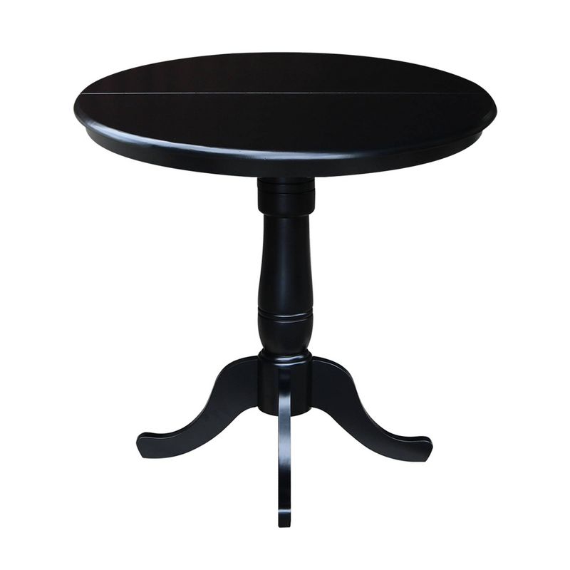 36&#34; Round Top Pedestal Counter Height 12&#34; Drop Leaf Dining Table Black - International Concepts, 4 of 8