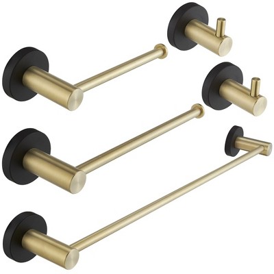 BWE 5-Piece Bath Hardware with Towel Bar Towel Hook Toilet Paper Holder and Towel Ring Set