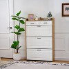 Okak Modern Wood Shoe Cabinet Organizer with 2 Drawers & 3 Folding Doors,Entryway Shoe Rack with Large Storage - 2 of 4