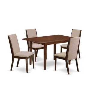 Kitchen Table Set 5 Piece - Dining Room Table with 4 Parsons Chairs - Solid Wood Frame & Butterfly Leaf - 1 of 4