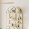 81.7"H Arched Bookcase with Geometric Shelves, Tall Open Bookshelf w/Storage Gold Metal - 3 of 4