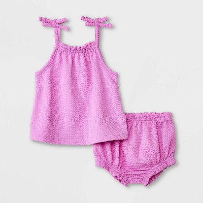 Image of Baby Girls' Top & Bottom Set - Cat & Jack™ Lavender 6-9M