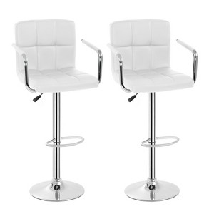 BestMasssage Bar Stools Set of 2 Adjustable Bar Stool Bar Chairs, White - 1 of 4
