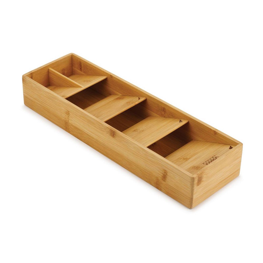 Joseph Joseph DrawerStore Bamboo Cutlery Organizer: In-Drawer Flatware Storage, Multiple Compartments, Light Brown