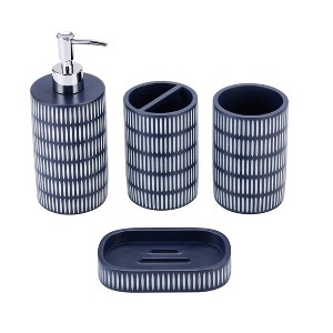 4pc Kajol Bathroom Set Blue - KRALIX: Resin Material, Includes Dispenser, Dish, Holder - 1 of 4