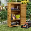 Maggift Outdoor Storage Sheds, Vertical Tall Tool Shed with Lockable Door, Waterproof Roof for Patio, Backyard and Lawn, Brown, 34.25"*18.5"*63" - 3 of 4