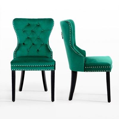 WestinTrends  Velvet Upholstered Tufted Dining Chairs (Set of 2)