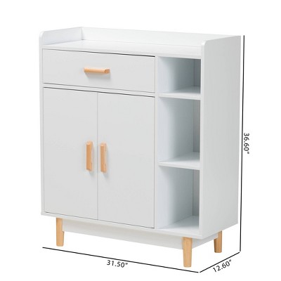 White and Oak Brown Mid-Century Modern Accent Cabinet