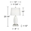 360 Lighting Modern Coastal Table Lamps 25.25" High Set of 2 LED with Square Risers USB Port Dimmer White Ceramic Drum Shade for Living Room - 4 of 4