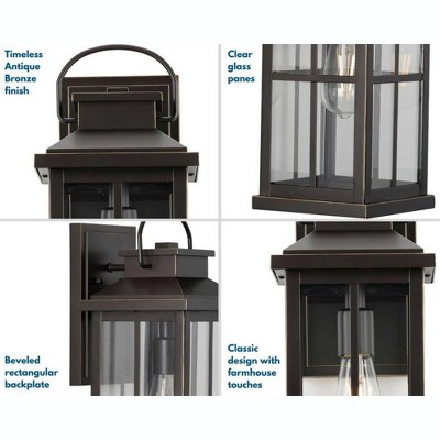 Antique Pewter 18" Aluminum Outdoor Wall Lantern with Clear Glass