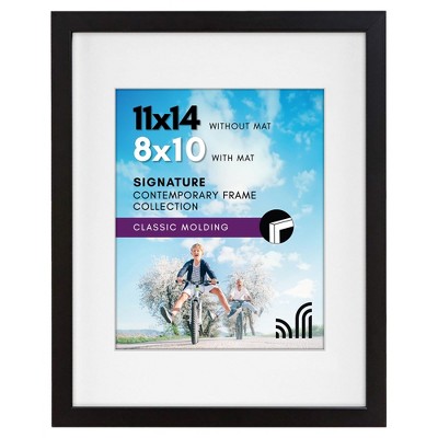 Americanflat 11x14 Picture Frame with Shatter-Resistant Glass - Use as 8x10 Frame with Mat or 11x14 Frame Without Mat - Signature Collection - Black
