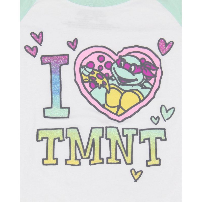 Teenage Mutant Ninja Turtles Girls' I Love TMNT Kids Raglan Tee Shirt, 3 of 6