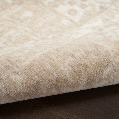 Ivory Beige Medallion 6' x 9' Stain-Resistant Area Rug
