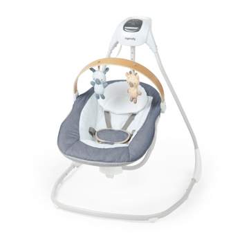 Ingenuity Simple Comfort Compact Swing with Wood Toy Bar - Chambray