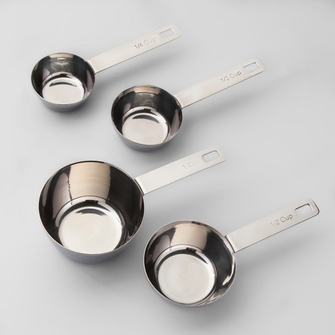 stainless steel measuring cups and spoons