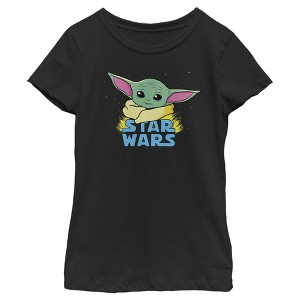 Girl's Star Wars The Mandalorian The Child Cartoon Shiny Eyes T-Shirt - 1 of 3