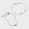 14K Gold Dipped Cubic Zirconia Beaded Stretch and Cross Chain Bracelet Set 2pc - Gold - 3 of 4