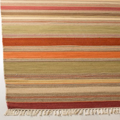 Handmade Striped Kilim 6' x 9' Wool and Synthetic Area Rug