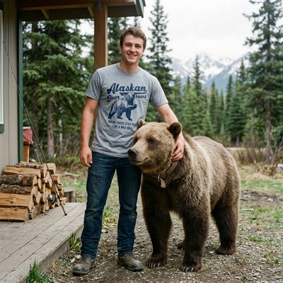 Мужские футболки Crazy Dog T-Shirts, Inc. Mens Funny T Shirts Alaskan Bear Tours Sarcastic Graphic Novelty Tee for Men - Crazy Dog Men's T Shirt for Animal Lovers Light Grey XXL — фото 3