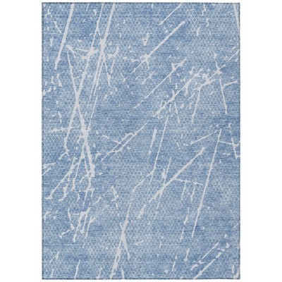 Blue And Ivory Abstract Washable Indoor Outdoor Area Rug