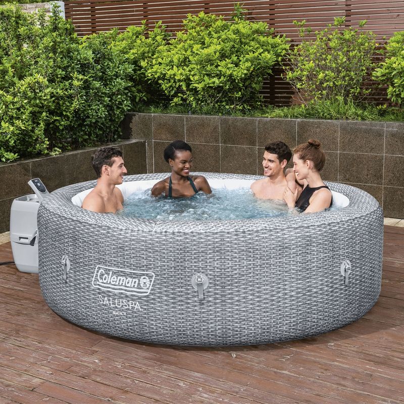 Coleman SaluSpa Sicily AirJet 7 Person Inflatable Hot Tub Round Portable Outdoor Spa with 180 Soothing AirJets and Insulated Cover, Gray, 3 of 9