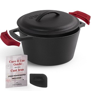 Cuisinel Cast Iron Dutch Oven - 3-Quart Deep Pot + Lid + Pan Scraper + Handle Covers - 1 of 4