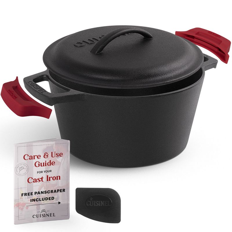 Cuisinel Cast Iron Dutch Oven - 3-Quart Deep Pot + Lid + Pan Scraper + Handle Covers, 1 of 4