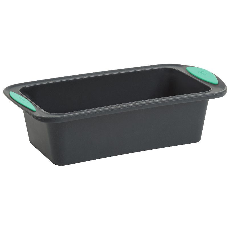 Trudeau Structure Silicone 8.5 x 4.5 Inch Loaf Pan, Grey/Mint, 1 of 3
