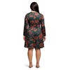 24seven Comfort Apparel Long Sleeve Fit and Flare Dress in Green Orange Floral Print - 3 of 3