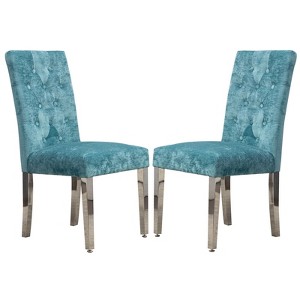 CLIHOME Set of 2 Modern Dining Chairs with Plush Velvet Upholstery, Sturdy Stainless Steel Legs & S-Shaped Springs - Ergonomic Support - 1 of 4