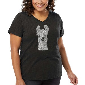 LA Pop Art Women's Word Art V-Neck - Llama - 1 of 4