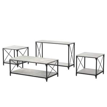 4pc Rosslea Coffee with 2 End Sofa Table Set Black/Gray - HOMES: Inside + Out