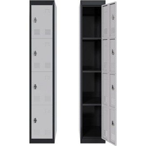 71" Tall Slim Metal Locker Cabinet with Hanging Rod and 2 Shelves, Heavy Duty Steel Storage for Employees, Office, School, Gym, Rust-Resistant - 1 of 4