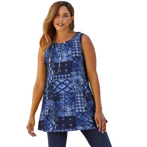 Jessica London Stretch Knit Sleeveless Swing Tunic - 1 of 2