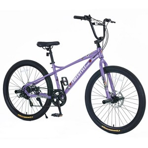 INFURNIC Bicycles Freestyle Kids Bike with Shimano 7 Speed and Double Disc Brakes for Boys and Girls 12 Years and Up, Purple, 68.8"*26.77"*47.6" - 1 of 4